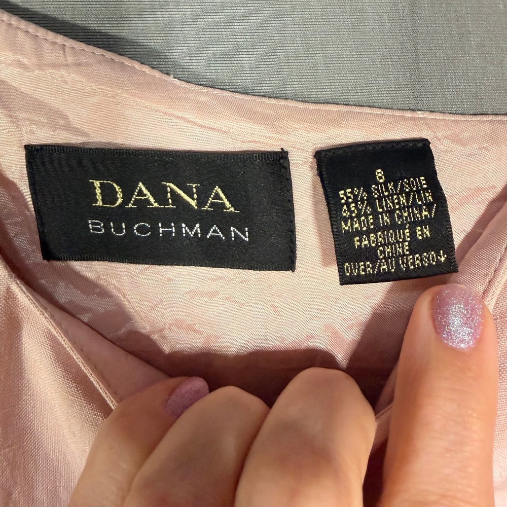 Dana Buchman Silk Linen Blend Pink Sleeveless Sheath Dress Size 8 Square Neck - Picture 3 of 8